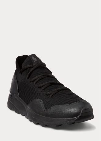 Svarta Ralph Lauren Trackster 200II stickade sneakers för män