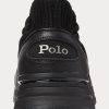 Svarta Ralph Lauren Trackster 200II stickade sneakers för män
