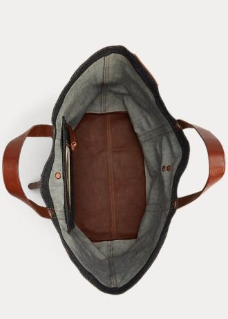 Svarta Ralph Lauren tygväskor i lädertyg för män