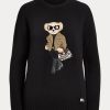 Svarta Ralph Lauren Utility Bear Cashmere-tröjor för kvinnor Svarta Ralph Lauren Utility Bear Cashmere-tröjor för kvinnor