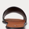 Svarta Ralph Lauren Vachetta lädersandaler för kvinnor Svarta Ralph Lauren Vachetta lädersandaler för kvinnor
