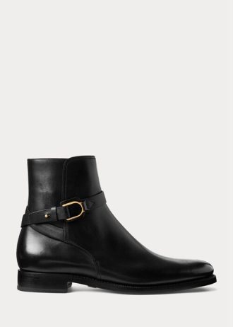 Svarta Ralph Lauren Welington Stövlar i polerat kalvskinn för män