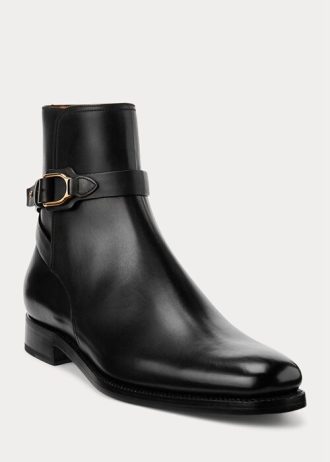 Svarta Ralph Lauren Welington Stövlar i polerat kalvskinn för män