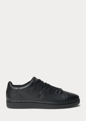 Svarta Ralph Lauren Wilton lädersneakers för män