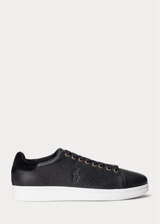 Svarta Ralph Lauren Wilton lädersneakers för män