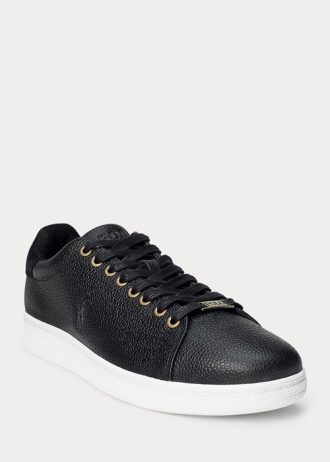 Svarta Ralph Lauren Wilton lädersneakers för män