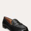 Svarta Ralph Lauren Wynnie Burnished Leathers Loafers för kvinnor Svarta Ralph Lauren Wynnie Burnished Leathers Loafers för kvinnor