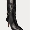 Svarta Ralph Lauren Zoe läderstövlar av kalvskinn i mitten av kalv Svarta Ralph Lauren Zoe läderstövlar av kalvskinn i mitten av kalv