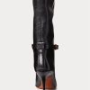 Svarta Ralph Lauren Zoe läderstövlar av kalvskinn i mitten av kalv Svarta Ralph Lauren Zoe läderstövlar av kalvskinn i mitten av kalv
