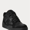Svarta/svarta Ralph Lauren Court Mid Pro Sneakers för män