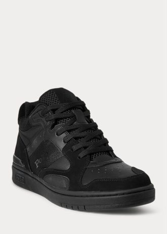 Svarta/svarta Ralph Lauren Court Mid Pro Sneakers för män