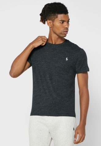 Svarta t-shirts med rund hals för män Ralph Lauren bröstlogotyp