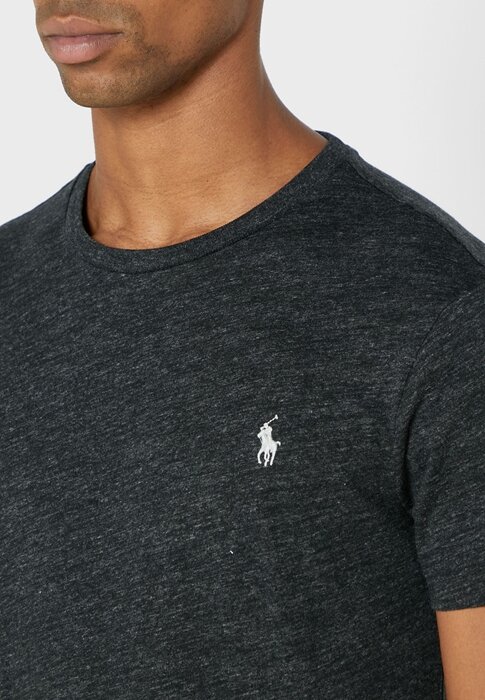 Svarta t-shirts med rund hals för män Ralph Lauren bröstlogotyp Svarta t-shirts med rund hals för män Ralph Lauren bröstlogotyp