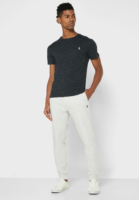 Svarta t-shirts med rund hals för män Ralph Lauren bröstlogotyp Svarta t-shirts med rund hals för män Ralph Lauren bröstlogotyp