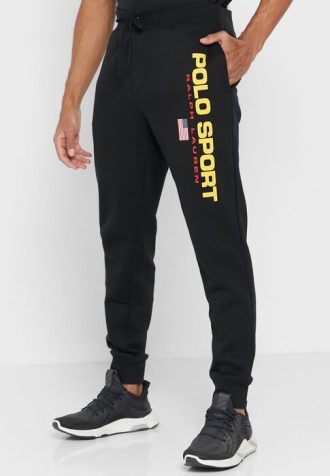 Svarta träningsbyxor med Ralph Lauren logotyp för män Svarta träningsbyxor med Ralph Lauren logotyp för män