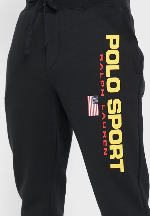 Svarta träningsbyxor med Ralph Lauren logotyp för män Svarta träningsbyxor med Ralph Lauren logotyp för män