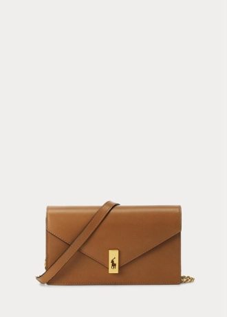 Tan Dam Ralph Lauren Polo ID läderkedja plånböcker