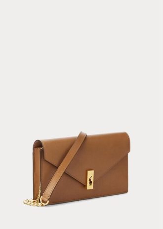 Tan Dam Ralph Lauren Polo ID läderkedja plånböcker