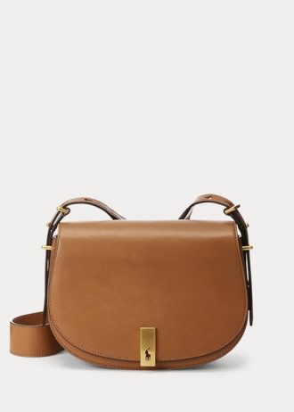 Tan Dam Ralph Lauren Polo ID Sadelväskor i kalvskinn