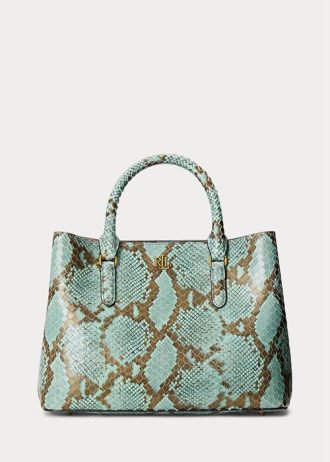 Turkos Ralph Lauren Ralph Lauren Faux-Snakeskin Medium Marcy Satchel-väskor för kvinnor