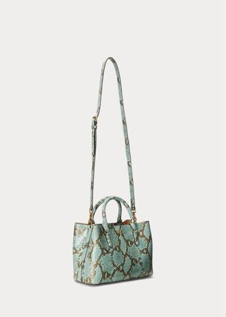 Turkos Ralph Lauren Ralph Lauren Faux-Snakeskin Medium Marcy Satchel-väskor för kvinnor