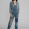 Tvätta kvinnors Ralph Lauren reparerad jeansoverallklänning Tvätta kvinnors Ralph Lauren reparerad jeansoverallklänning