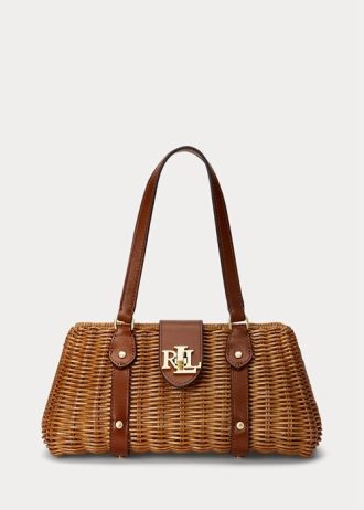 Valnöt/Lauren Tan Dam Ralph Lauren Rattan Medium Lilly Satchel Väskor