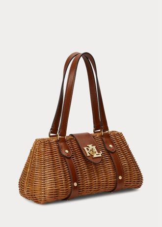 Valnöt/Lauren Tan Dam Ralph Lauren Rattan Medium Lilly Satchel Väskor