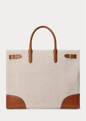Vanilj/Lauren Tan Dam Ralph Lauren Canvas Stora Devyn Tygpåsar Vanilj/Lauren Tan Dam Ralph Lauren Canvas Stora Devyn Tygpåsar