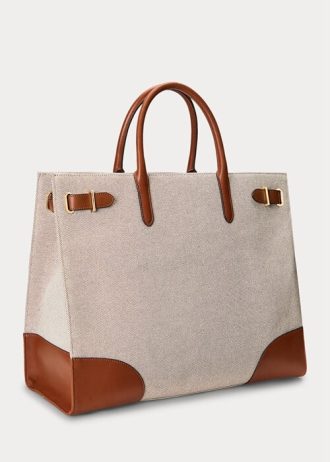 Vanilj/Lauren Tan Dam Ralph Lauren Canvas Stora Devyn Tygpåsar Vanilj/Lauren Tan Dam Ralph Lauren Canvas Stora Devyn Tygpåsar