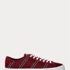 Vinröd Ralph Lauren Nelson Sneakers i randig ull-bomull herr