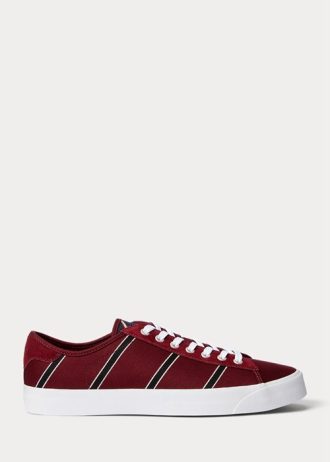 Vinröd Ralph Lauren Nelson Sneakers i randig ull-bomull herr