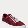 Vinröd Ralph Lauren Nelson Sneakers i randig ull-bomull herr