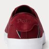 Vinröd Ralph Lauren Nelson Sneakers i randig ull-bomull herr