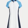 Vit/blå kvinnors Ralph Lauren färgblockerad stretchig jerseyklänning Vit/blå kvinnors Ralph Lauren färgblockerad stretchig jerseyklänning