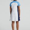 Vit/blå kvinnors Ralph Lauren färgblockerad stretchig jerseyklänning Vit/blå kvinnors Ralph Lauren färgblockerad stretchig jerseyklänning