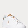 Vit/brun Ralph Lauren Heritage Court II lädersneakers för män