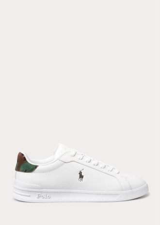 Vit / Camo herr Ralph Lauren Heritage Court II sneakers