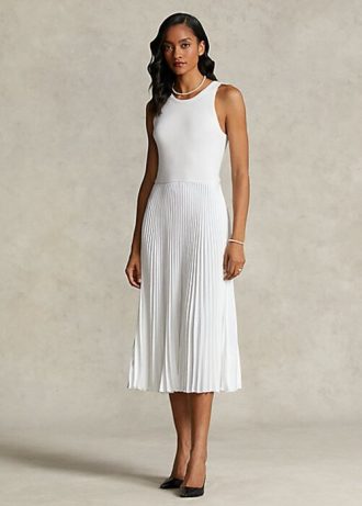 Vit dam Ralph Lauren The Spelman Collection Plisserad klänning Vit dam Ralph Lauren The Spelman Collection Plisserad klänning