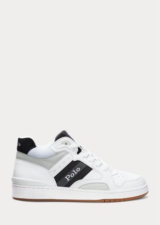 Vit/grå Ralph Lauren Court Mid Pro Sneakers för män