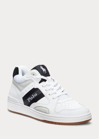 Vit/grå Ralph Lauren Court Mid Pro Sneakers för män