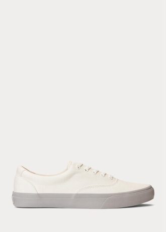 Vit/grå Ralph Lauren Keaton Twill Sneakers för män