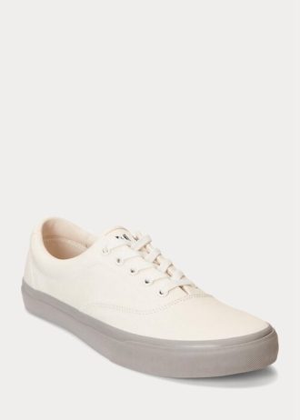 Vit/grå Ralph Lauren Keaton Twill Sneakers för män