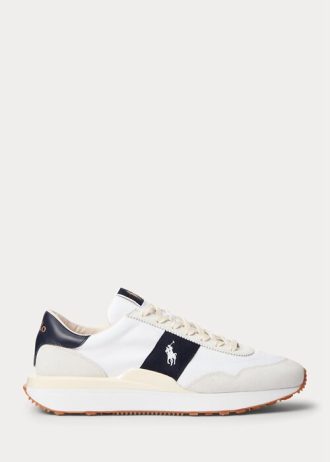 Vit / Marinblå Herr Ralph Lauren Train 89 Mocka & Oxford Sneakers