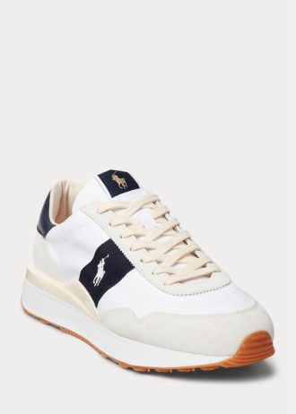 Vit / Marinblå Herr Ralph Lauren Train 89 Mocka & Oxford Sneakers