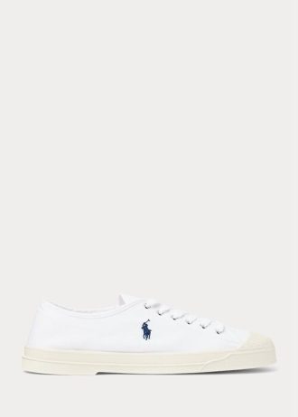 Vit / Marinblå Ralph Lauren Essence 100 Canvas Sneakers för män