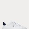 Vit / Marinblå Ralph Lauren Heritage Court II lädersneakers för män