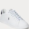 Vit / Marinblå Ralph Lauren Heritage Court II lädersneakers för män