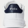 Vit / Marinblå Ralph Lauren Heritage Court II lädersneakers för män