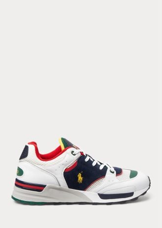Vit / Marinblå Ralph Lauren Trackster 200 Sneakers för män